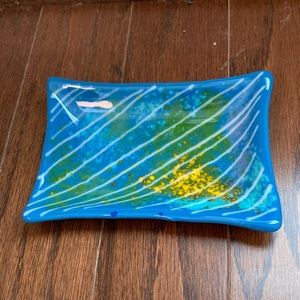 Handcrafted glass artwork tray done by Celebration Company